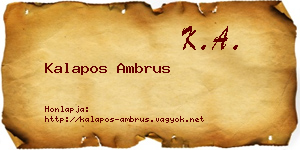 Kalapos Ambrus névjegykártya